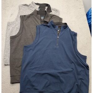 Lot of 3 TGW Golf Vest Men XL Multi Sleeveless Mock Neck Quarter Zip Performance